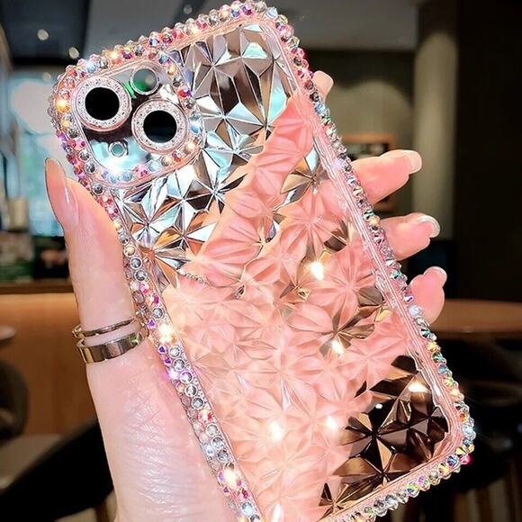 Luxury Diamond Rhinestone Crystal Bling Transparent iPhone Case 13 Pro Clear - Picture 2 of 10